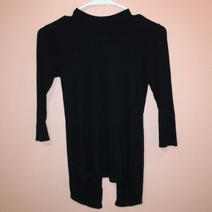 Black 3/4 of a sleeve top with open back